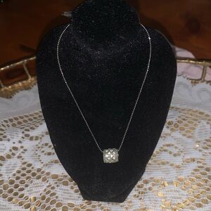 Silver Necklace With Pendant very shiny And Dressy!     #015
